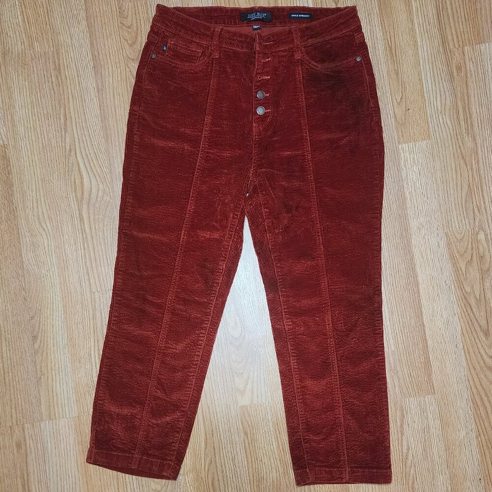 Judy Blue Red Corduroy Straight Ankle Pants with Button Fly